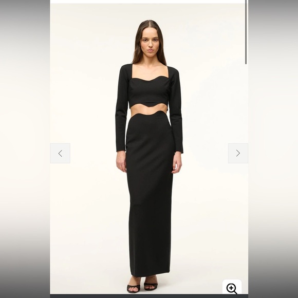 STAUD Corde Top | Black Cutout Crop Top Long Sleeve | New Never Worn - Picture 2 of 6